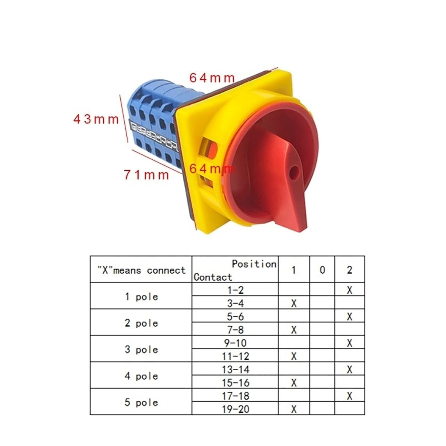 Interruptor eléctrico de 3 posiciones, 20A, 690V, candado de encendido y apagado, Control de 5 polos, interruptor de cambio de leva giratorio, contacto plateado Y26 LW26GS 1 pieza