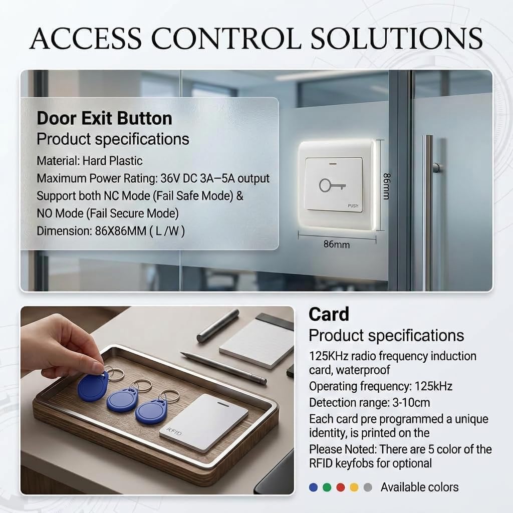 Tuya APP Kit de contrôle d'accès RFID double fréquence IP68 étanche, Wiegand 26/34, lecteur de carte 13,56 MHz + 125 kHz, rétroéclairage bleu, adapté pour le contrôle d'accès résidentiel et commercial