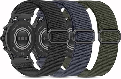 Paquete de 3 correas elásticas de nailon compatibles con Fossil Men's Gen 5 CarlyleGarrettGen 6 de 1.732 pulgadasGen 5E de 1.732 pulgadas (1.732