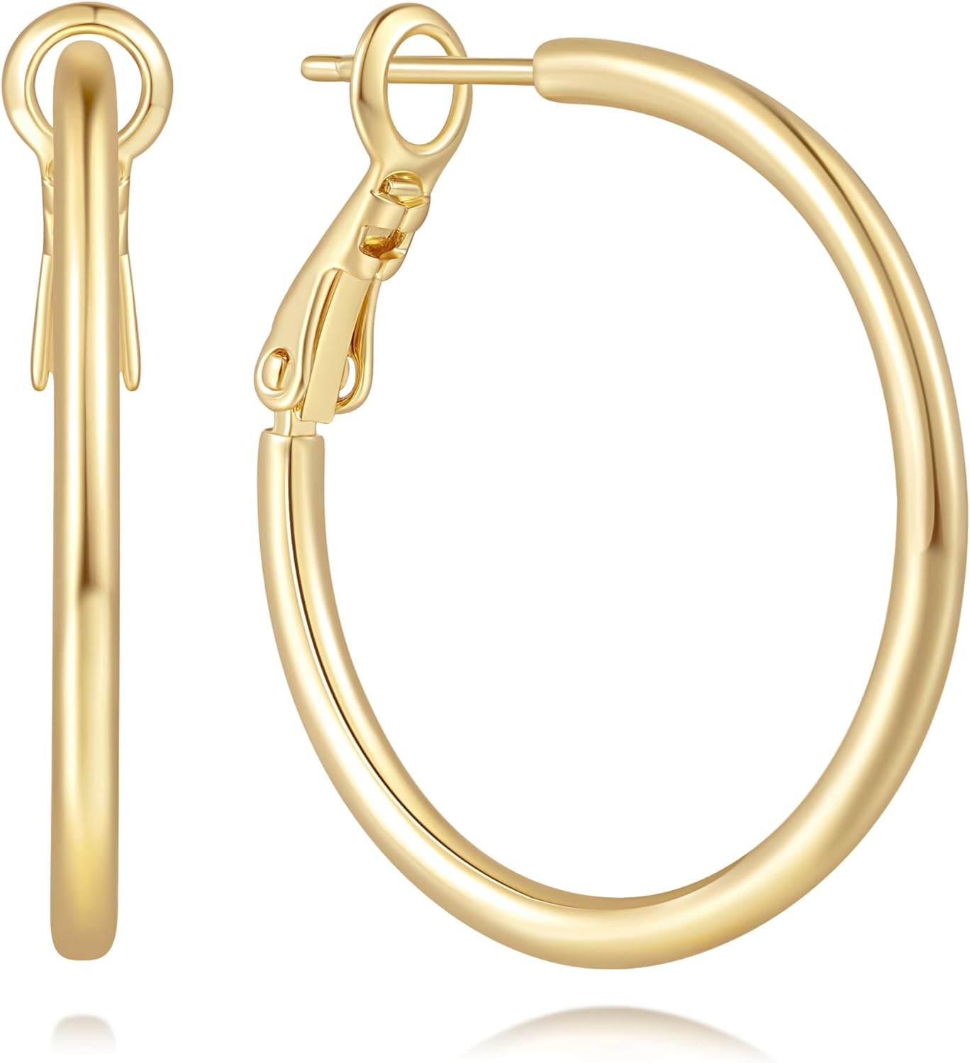 14K Gold Earrings for Women Gold Hoop Earrings for Women Gold Hoops Earring for Womens Hoop Thin Silhouette and Crisp Lines Hoops Earring for Womens 30/40/50mm