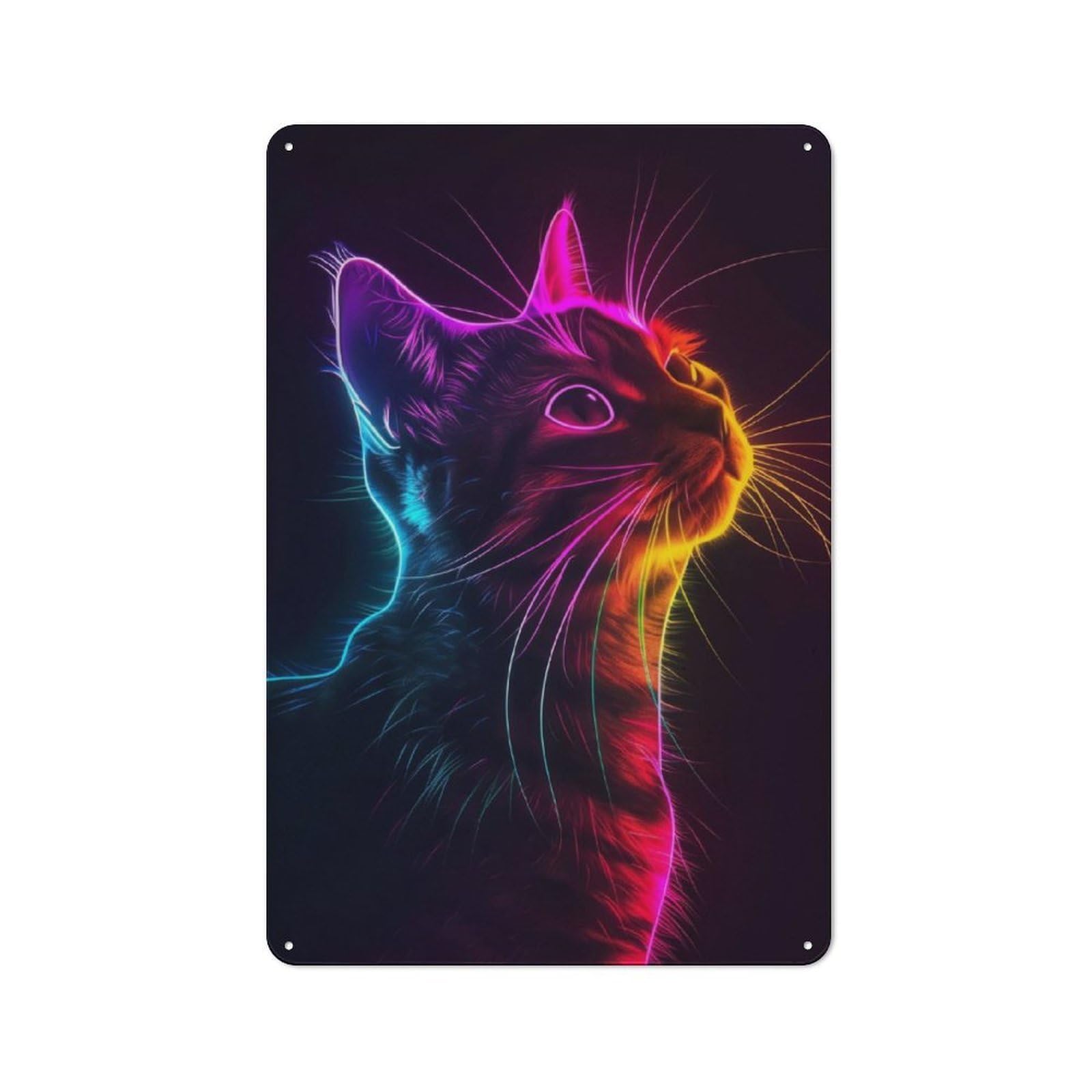 Junmoney Cat Animal Neon Metal Wall Sign 30X20cm, Rustic Decor For Hallway Wall, For Metal Sign Collectors, For Garage And Workshop Walls