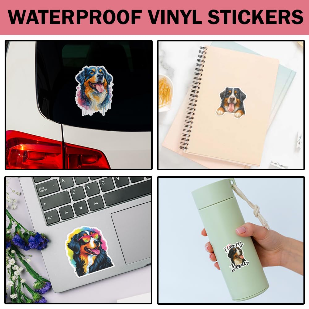 SODAVA [10 szt., 7,6 cm x 7,6 cm] Berneński pies naklejki z uroczym psem bernerskim na laptopa butelkę wody album do scrapbookingu samochodu, zabawny pomysł na prezent dla miłośnika zwierząt domowych
