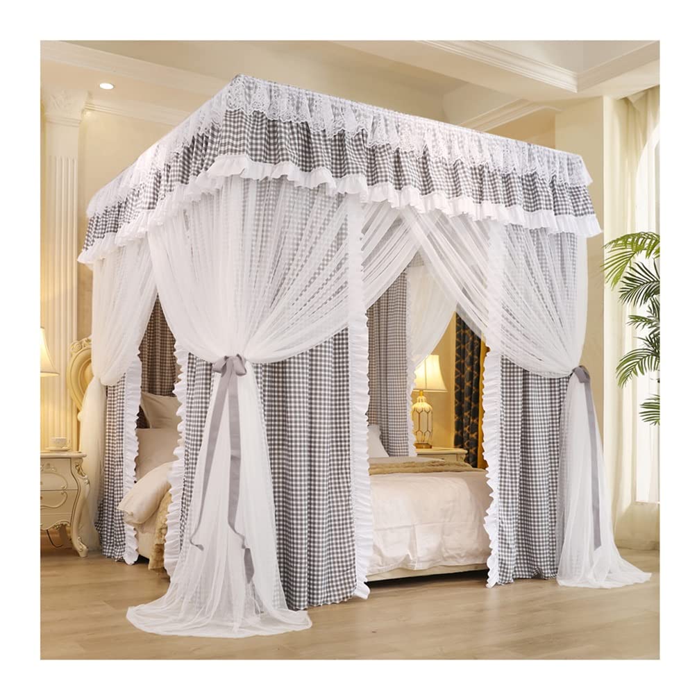 GJMSSMY 4 Corner Post Bed Canopy, Dustproof Blackout Bunk Bed Curtain Mosquito Net For Princess Room With Metal Stand (Color : C, Size : 120X200cm/47X79inch)