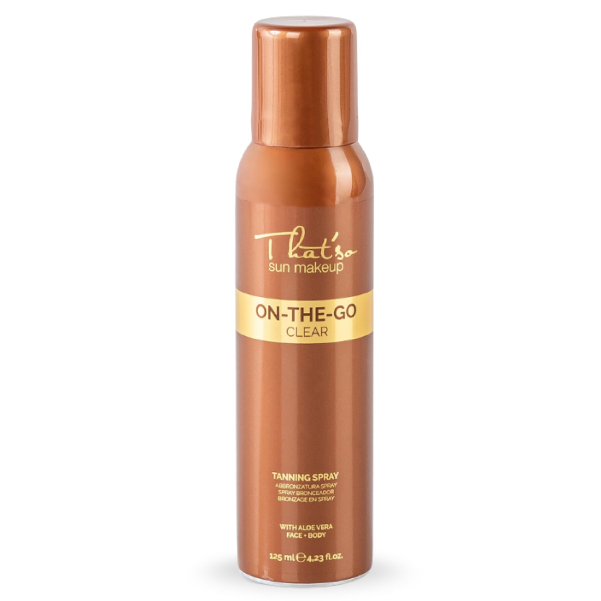That’so Spray Autoabbronzante Viso e Corpo 125 ml On The Go Clear Abbronzatura Istantanea Naturale Effetto Bronze, Lunga Durata, con DHA da Canna da Zucchero, Aloe Vera e Peptide Anti-Età