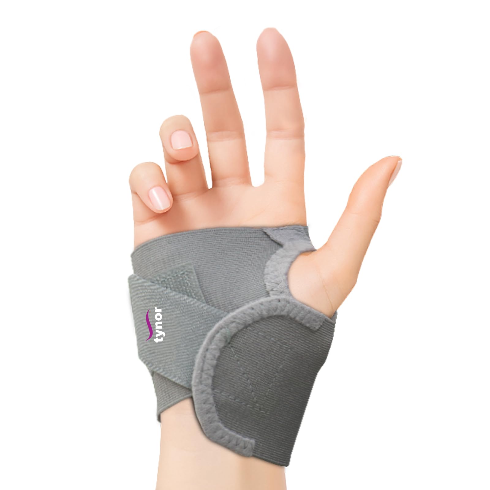 TYNOR Wrist Brace with Thumb, Support for Pain Relief & Stabilization | Lightweight & Breathable Wrist Support for Arthritis, Sprains, Tendonitis, Carpal Tunnel | Universal Fit (Grey, 1 Unit)