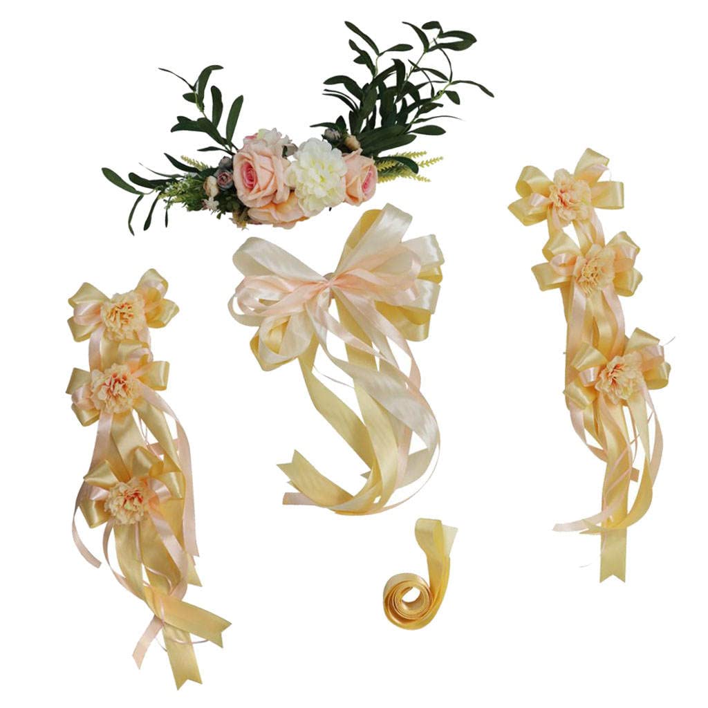 F Fityle Décoration de Voiture Mariage Guirlande Voiture de Mariage Fleurs Artificielles pour Décoration de Mariage-Diverses Couleurs, Champagne