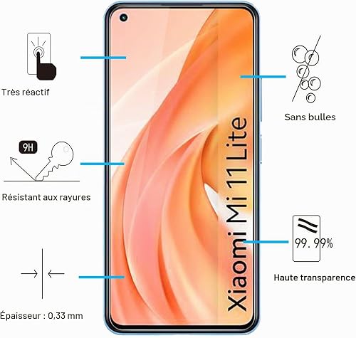 NEW'C Verre Trempé pour Xiaomi Mi 11 Lite/Mi 11 Lite 5G Protection Écran - 2