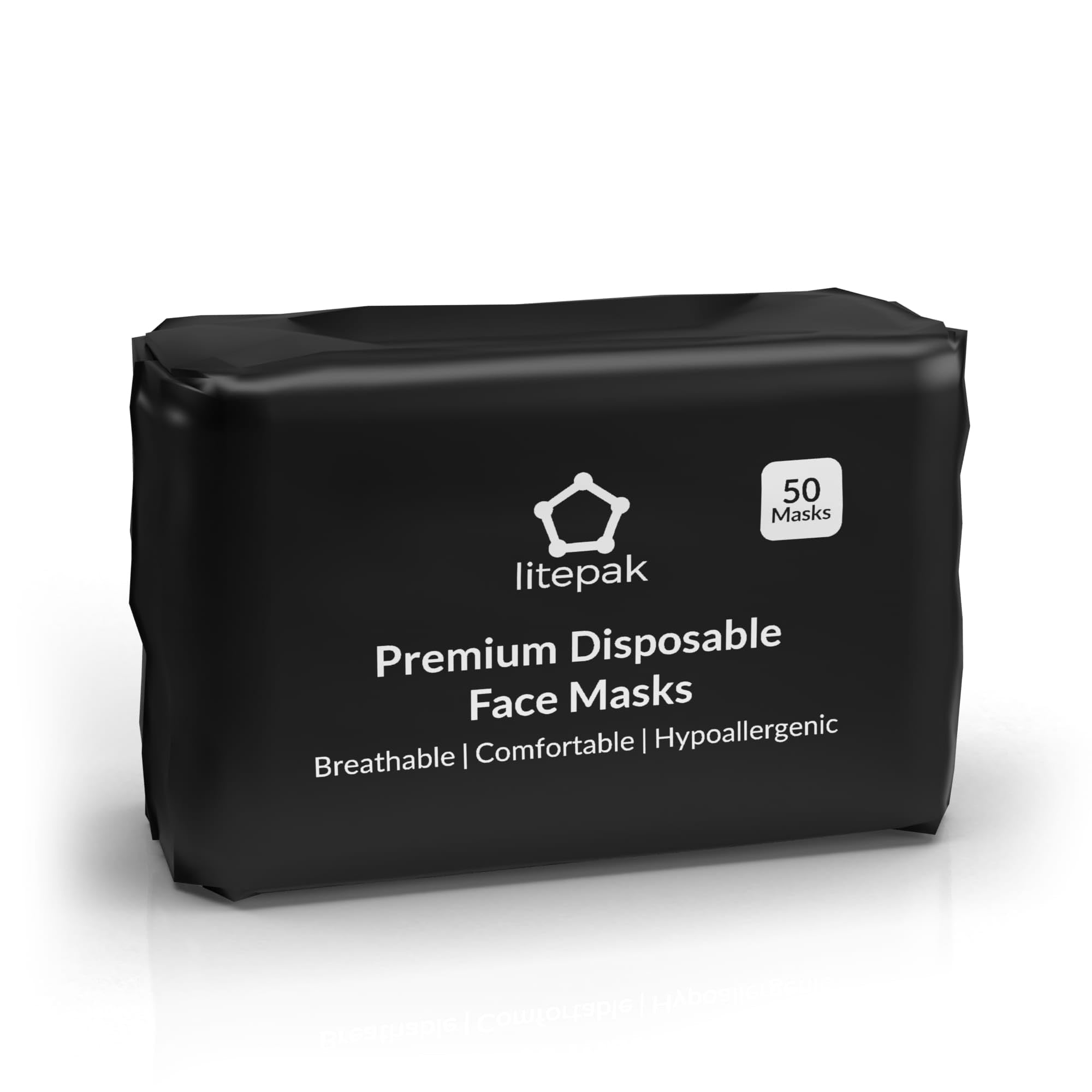Lot de 2 000 masques faciaux jetables 3 plis respirants pour adultes - Noir (40 paquets de 50)