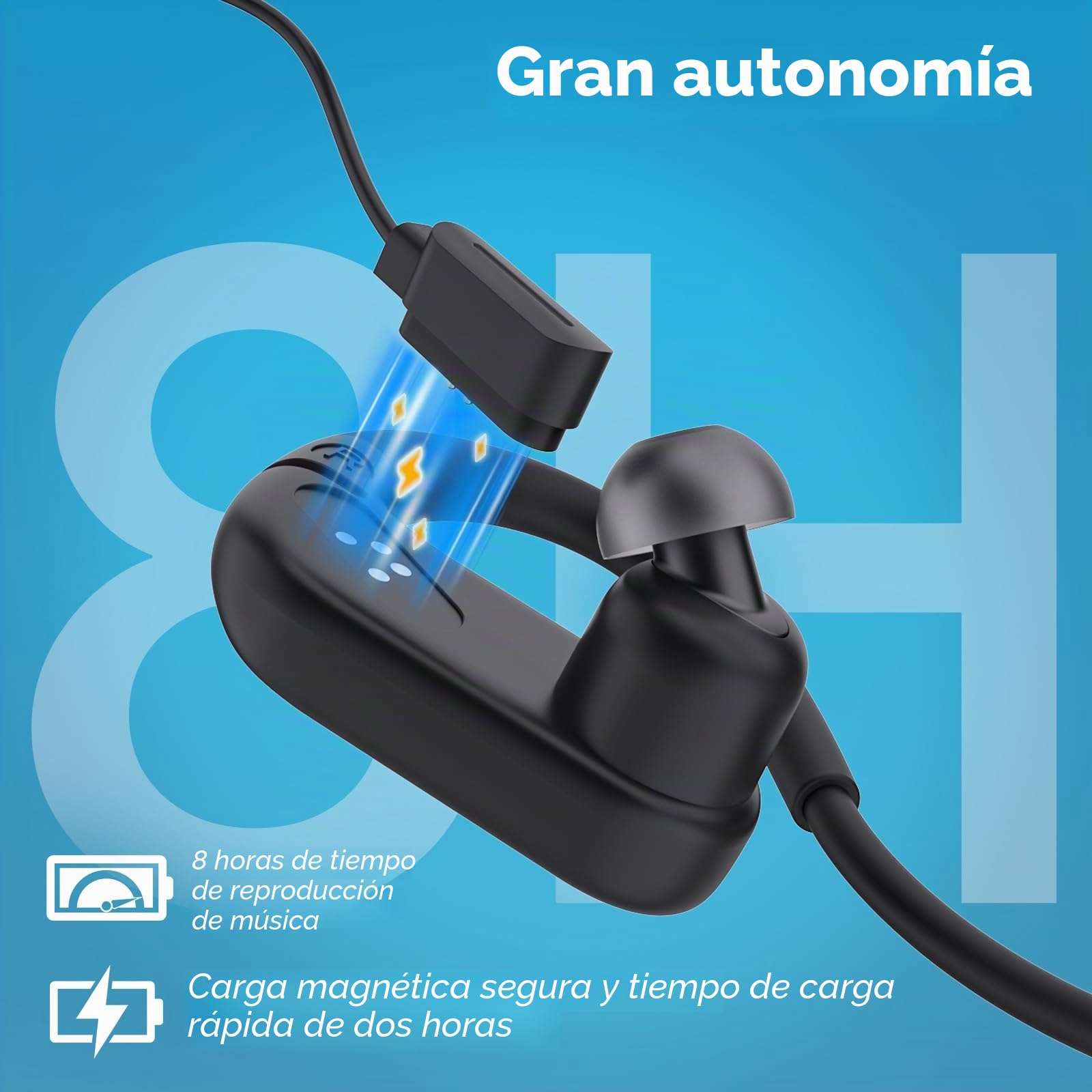 LOBKIN Auriculares Conducción Osea Natacion, IPX8 Resistente al Agua Acuaticos Inalámbricos Bluetooth 5.4, Auriculares Intraurales con 8G Mp3 para Nadar Correr Ciclismo