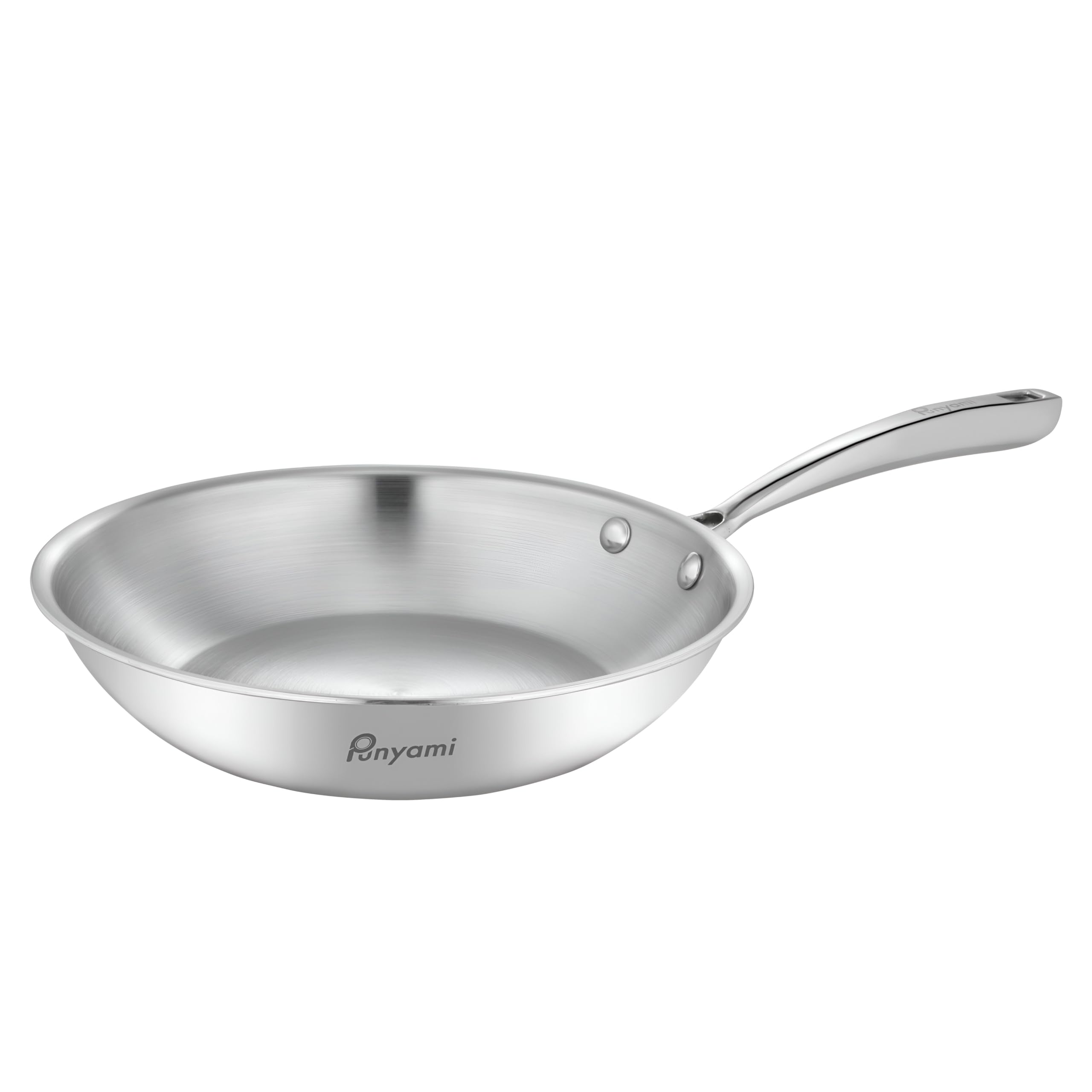 Triply Stainless Steel Frying Pan (24cm, 1.8L), 2.5mm Heavy Duty Induction Bottom Skillet with Riveted Handle, Chemical-Free Uncoated Healthy Cookware, 5 Years Warranty, Silver