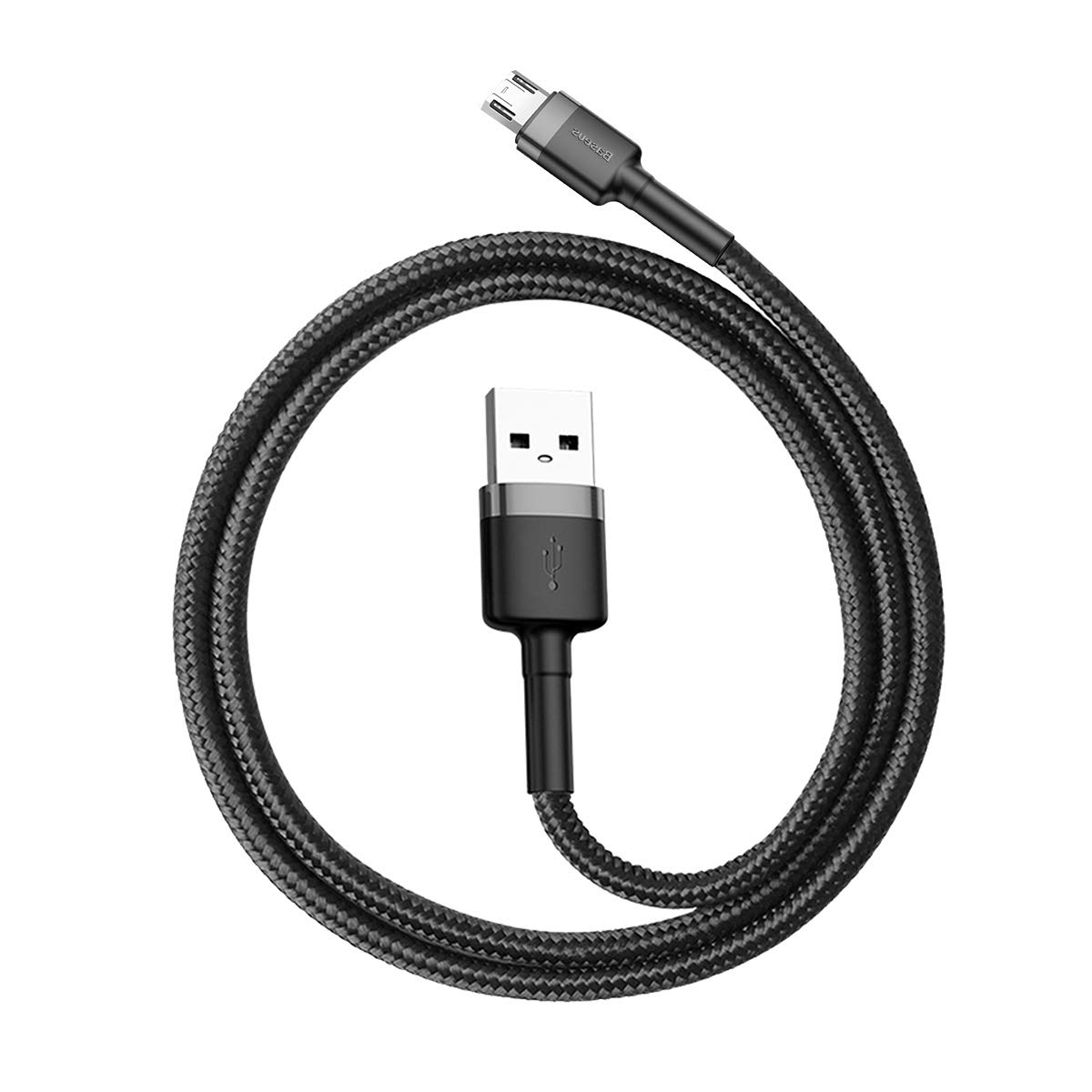 Baseus Cafule Serisi, Şarj & Data Aktarım Kablosu, Gri - Siyah, 0.5 m, 2.4 A, USB Type A & Micro USB
