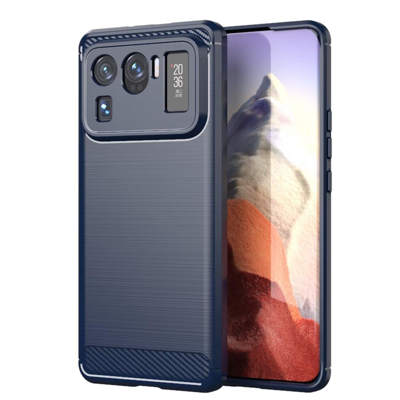 Sidande Case for Mi 11 Ultra Case, M2102K1G M2102K1C Case, Ultra Slim Phone Cover with Shock-Absorption Carbon Fiber TPU Rubber Protective Cases for Xiaomi Mi 11 Ultra Navy Blue