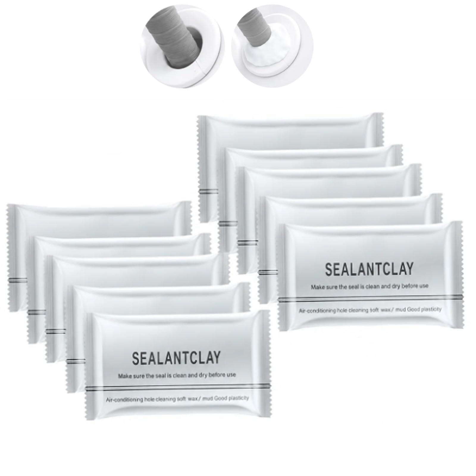 Multi-Purpose Wall & Pipe Sealing Clay, Sealant Clay Waterproof, White Waterproof Sealant Putty, Quick Mending Seal Clays for Wall Hole, Drain Connection and Air Conditioning Hole (10PCS)