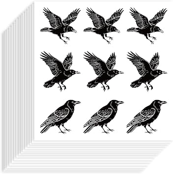 180Pcs Raven Stickers 1Inch Self-Adhesive Paper Decorative Stickers Waterproof Halloween Crow Planner Decals for Party Gift Scrapbook Calendar Journals Crafting Decor