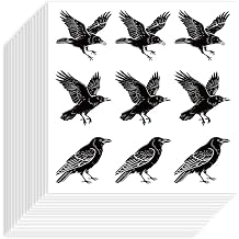 180Pcs Raven Stickers 1Inch Self-Adhesive Paper Decorative Stickers Waterproof Halloween Crow Planner Decals for Party Gift Scrapbook Calendar Journals Crafting Decor