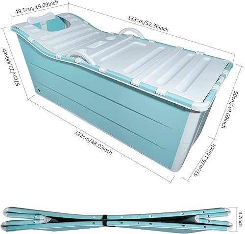 Miniatura 3 de Bañera de hielo portátil de gran tamaño para niños pequeños, adolescentes, gemelos, mascotas y adultos pequeños, plegable, bañera de hidromasaje