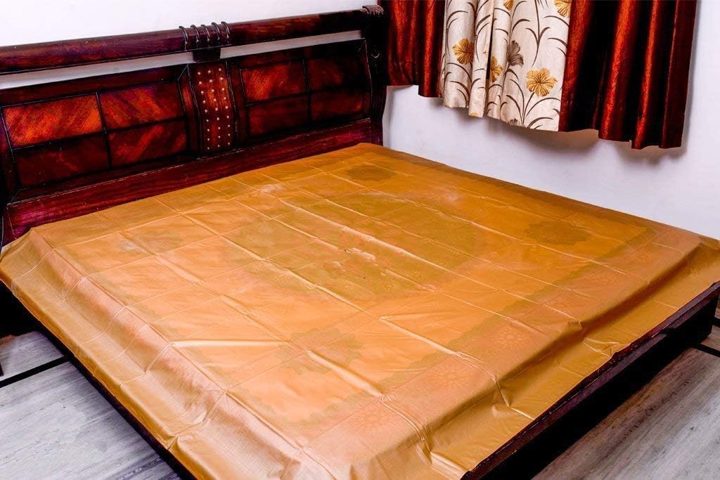 Sharma Clothing Waterproof PVC Mattress Protection Sheet for Baby and Adult - Double Bed/Golden Brown King Size - 7.5 x 6.5 feet