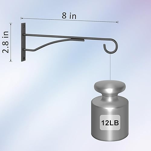 Miniatura 3 de Paquete de 6 perchas de plantas de 8 pulgadas, soporte para plantas colgantes para valla de pared, porche, exterior e interior, ganchos de metal