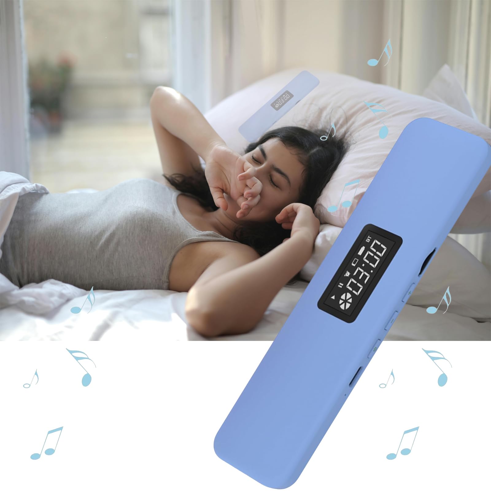 Under Pillow Speaker Bluetooth, Mini Bone Conduction Speaker, Bluetooth Sleep Headphones with Display for Sleeping, Sleepbar White Noise for Side Sleepers, Timer Speaker for Insomniacs (XSLEEP-4)