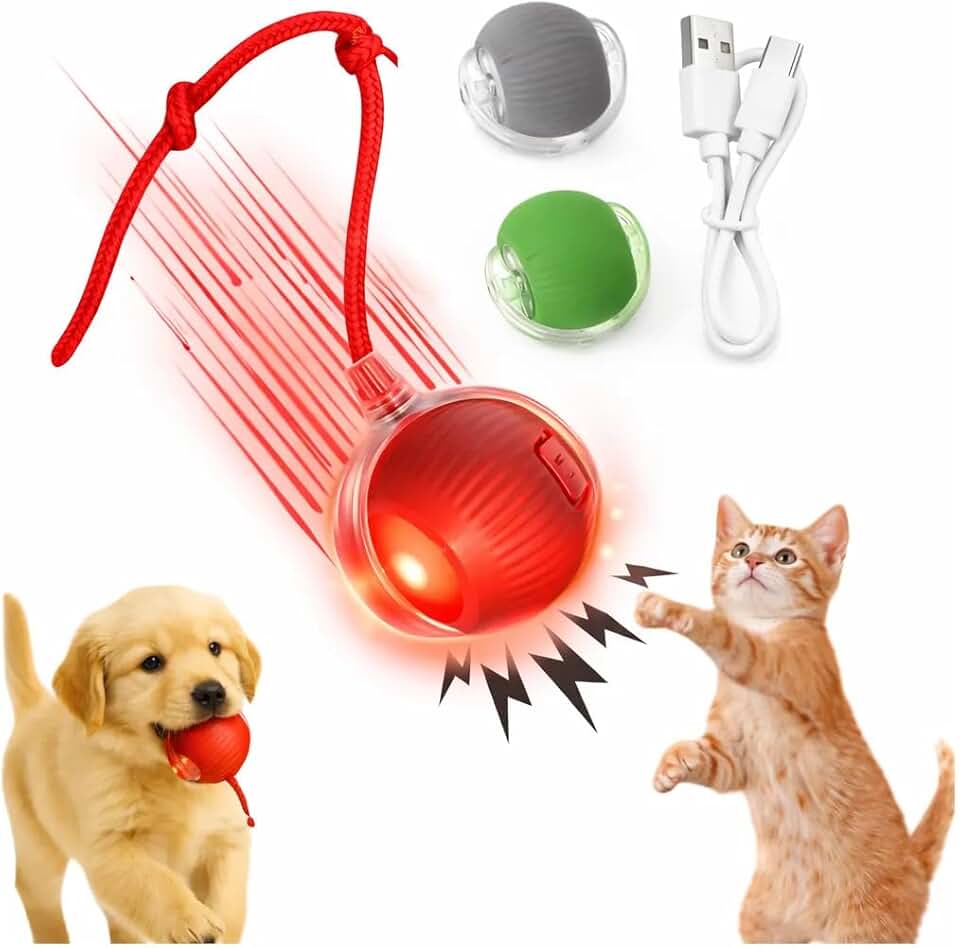 Bola Pet Inteligente Giratória Recarregável USB Brinquedo Interativo para Cachorro e Gato