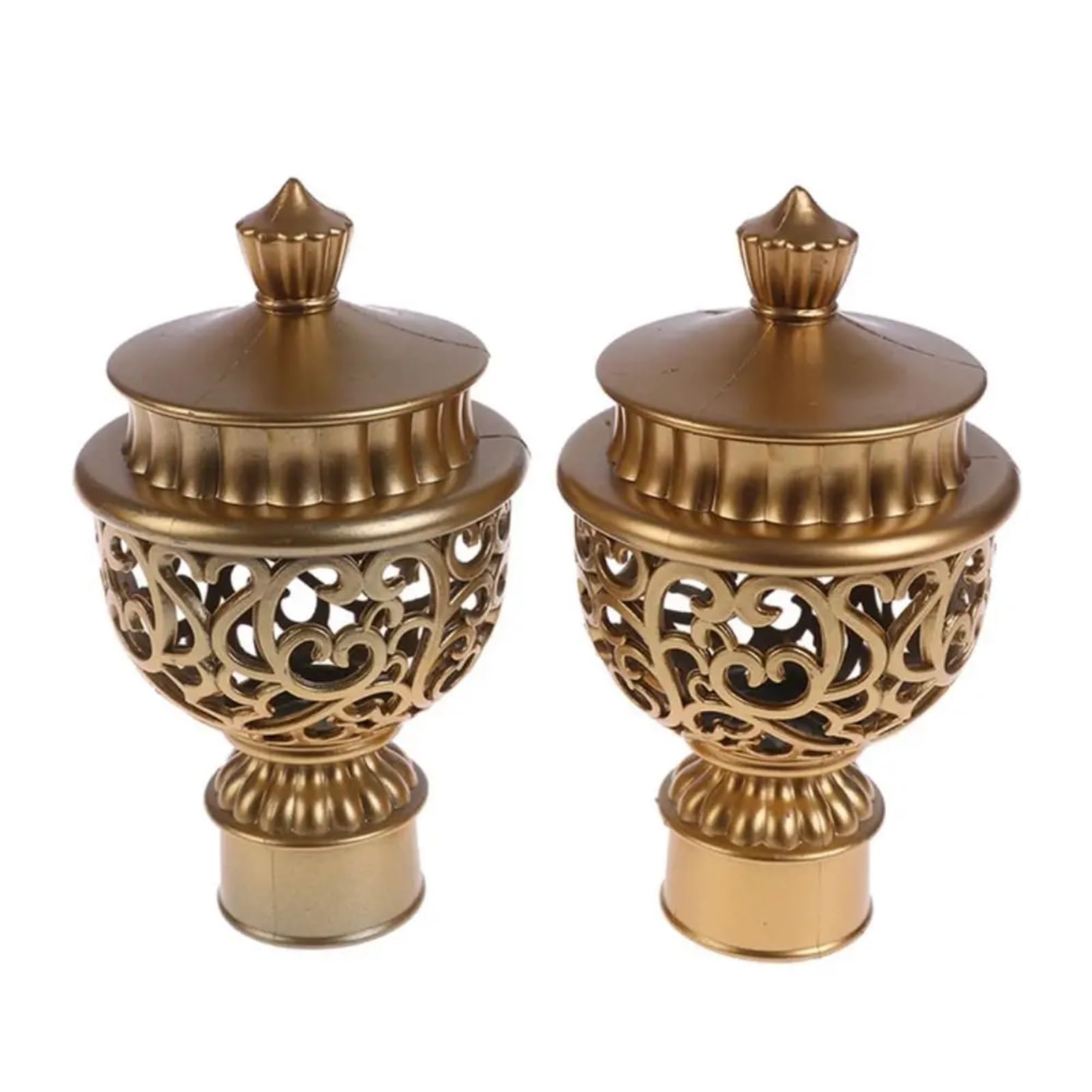 LUYSGBXR Curtain Rod Head Curtain Rod Cap Head Decorative Plastic Accessories Drapery Rail Ends(Gold)