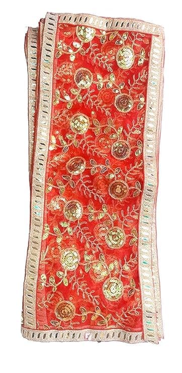 GIRLYZ ATTIRE Mata Rani Chunri for All Goddess ambe durga navratri chunni shringar ashthmi pooja (Thread Leaf Design) navdurga dashehra durgapuja (PACK OF 12)-image-40