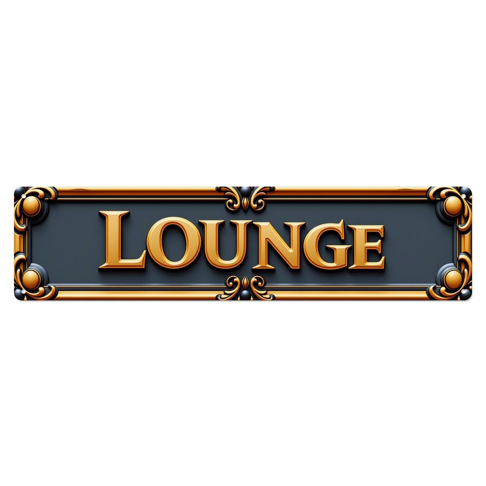 Golden Ornate Frame Lounge Sign Tin Sign Vintage Metal Poster Retro Bar, Home, Man Cave, Kitchen, Laundry Room Wall Art Decor Gift 4x16 Inch