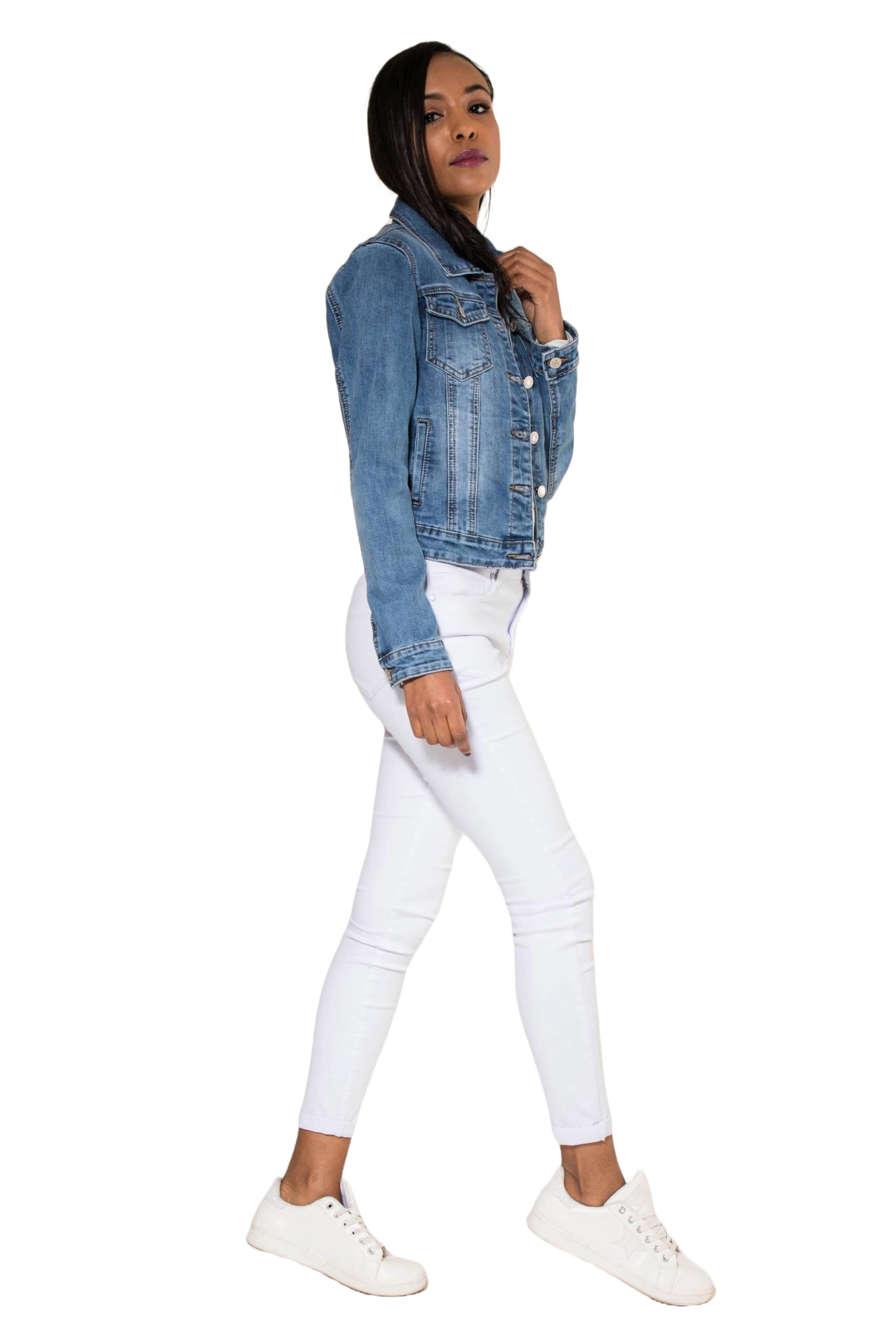 Nina Carter Chaqueta vaquera para mujer, corte ajustado, chaqueta de entretiempo, ligera, ajustada, chaqueta vaquera, informal, para mujer