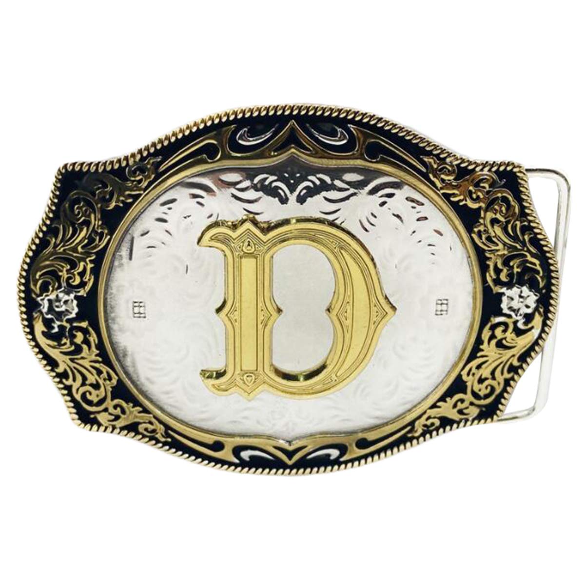 Daisybaby Initial Letter Belt Buckles Western Cowboy Handmade Metal Large Alphabet Belt Buckle for Men and Women D