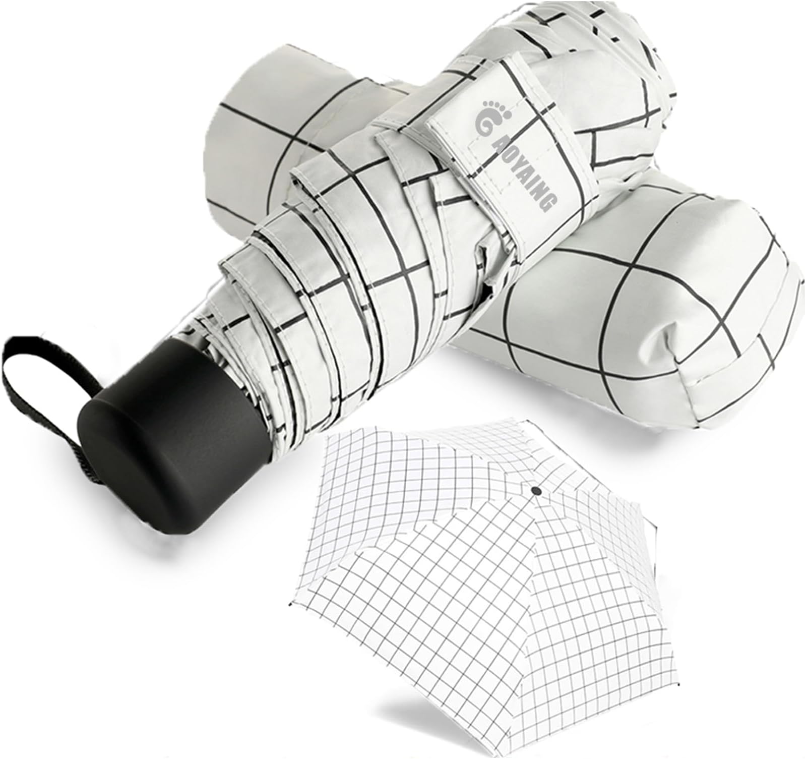 GAOYAING Travel Umbrella Mini Umbrella for Rain Sun Rain Rain Lightweight Small UV Parasol Compact with Pocket Case (Non-Automatic)