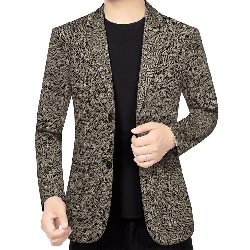 Mens Brown Tweed Casual Blazers Suit Jackets Two Button Sport Coats Lightweight Jackets for Wedding Prom Homecoming2