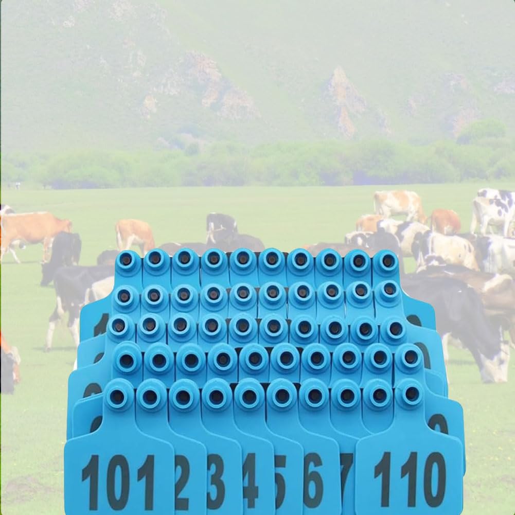 Marchio per animali, 001-500 Marcatore numerato in plastica for marchi auricolari for bestiame, for bovini, for, for maiali, for animali verdi(Blue 7.5 * 10cm (2.95 * 3.93in),001-100)