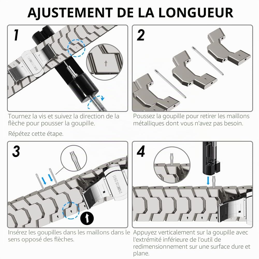 KADES Bracelet à maillons en acier inoxydable compatible avec Apple Watch, homme et femme, pour iWatch Ultra 2/Ultra Series 9, 8, 7, SE, Series 6, 5, 4, 3, 2, 1, 49 mm, 45 mm, 44 mm, 42 mm