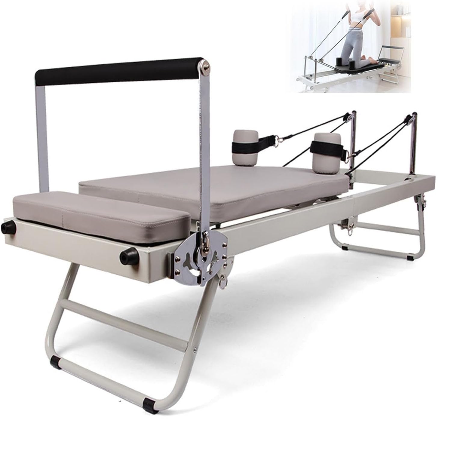Pilates Reformer Machine, Foldable Pilates Machine Equipment for Home Workouts, Reformer Pilates Machine for Beginners, Pilates Bed for Home Gym - 400lbs Weight Capacity