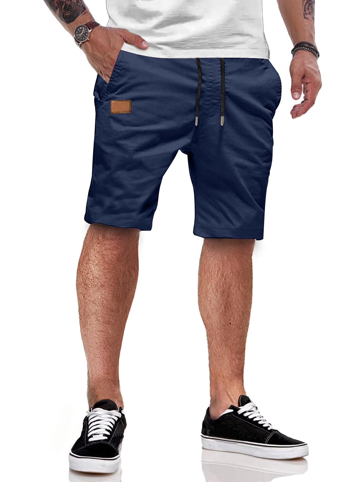JMIERR Kurze Hosen Herren Sommer Shorts Herren Chino Baumwolle Elastische Taille mit Taschen S-3XL