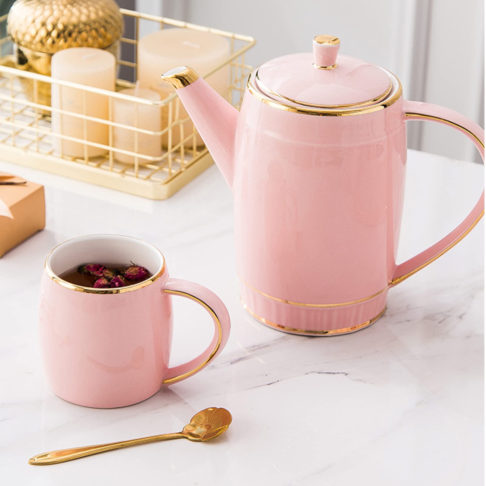 zestaw do herbaty, Porcelanowy zestaw do herbaty Filiżanki kawy Czajniki Ceramika Teaset Zestawy i