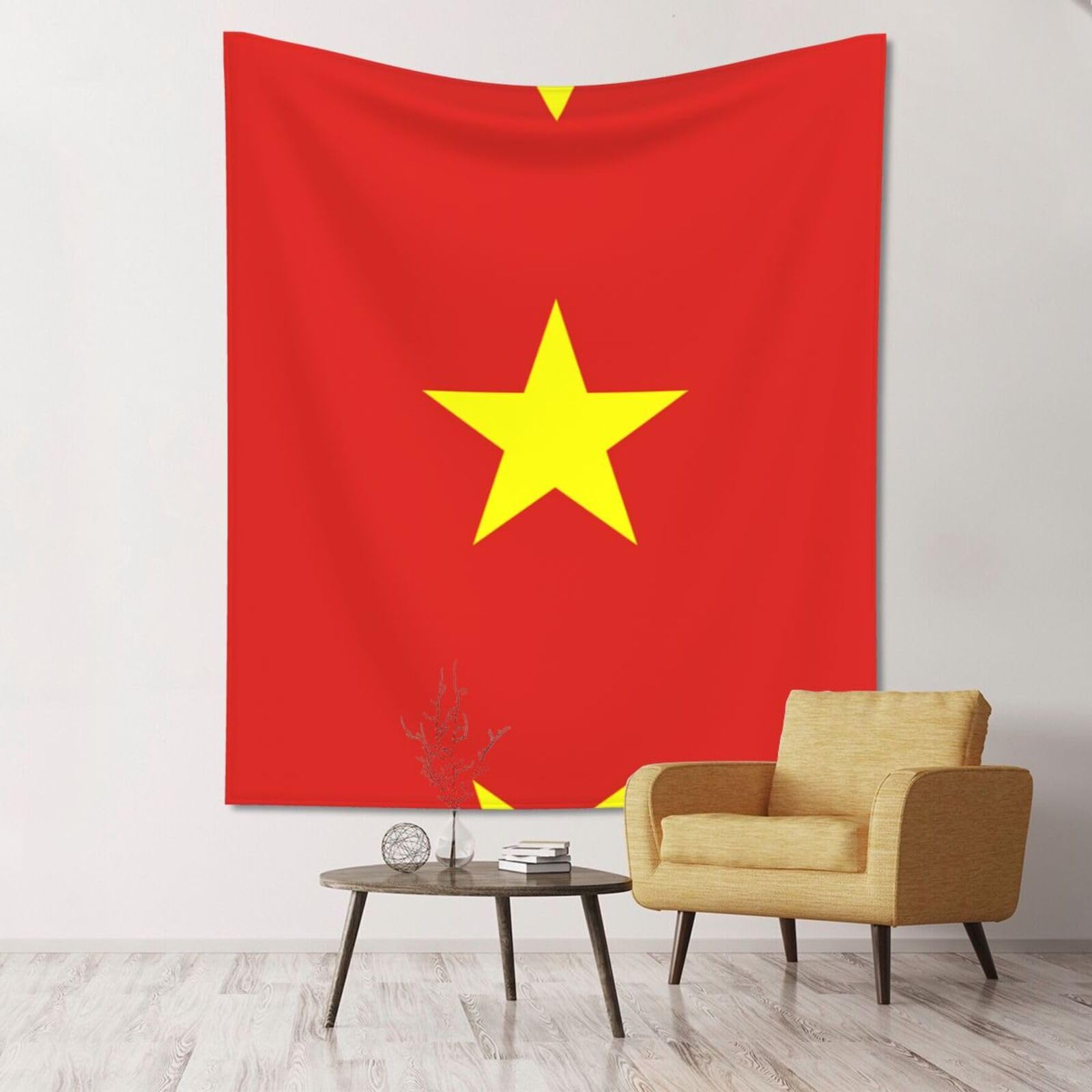 ZZYYDS Floral Wall Decor Tapestry Vietnamese flag for Living Room Dormitory Home Decor Party Background, 60x51 Inch (Vertical)