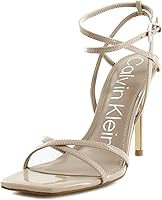 Calvin Klein Women's Tegin Stiletto Heel Dress Sandals - Square Toe, Skinny Straps, Buckle Ankle Closure
