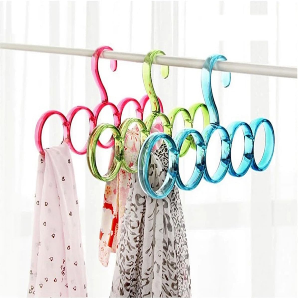 Blue Plastic 5 Ring Scarf Organizer for Belts and Ties