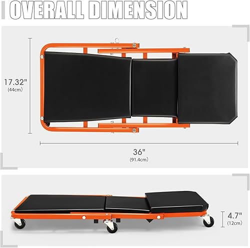Miniatura 101 de DNA MOTORING TOOLS-00186 - Asiento plegable 2 en 1 de 40 pulgadas, 6 ruedas de 2 pulgadas, capacidad de peso de 330.7 lbs, color rojo