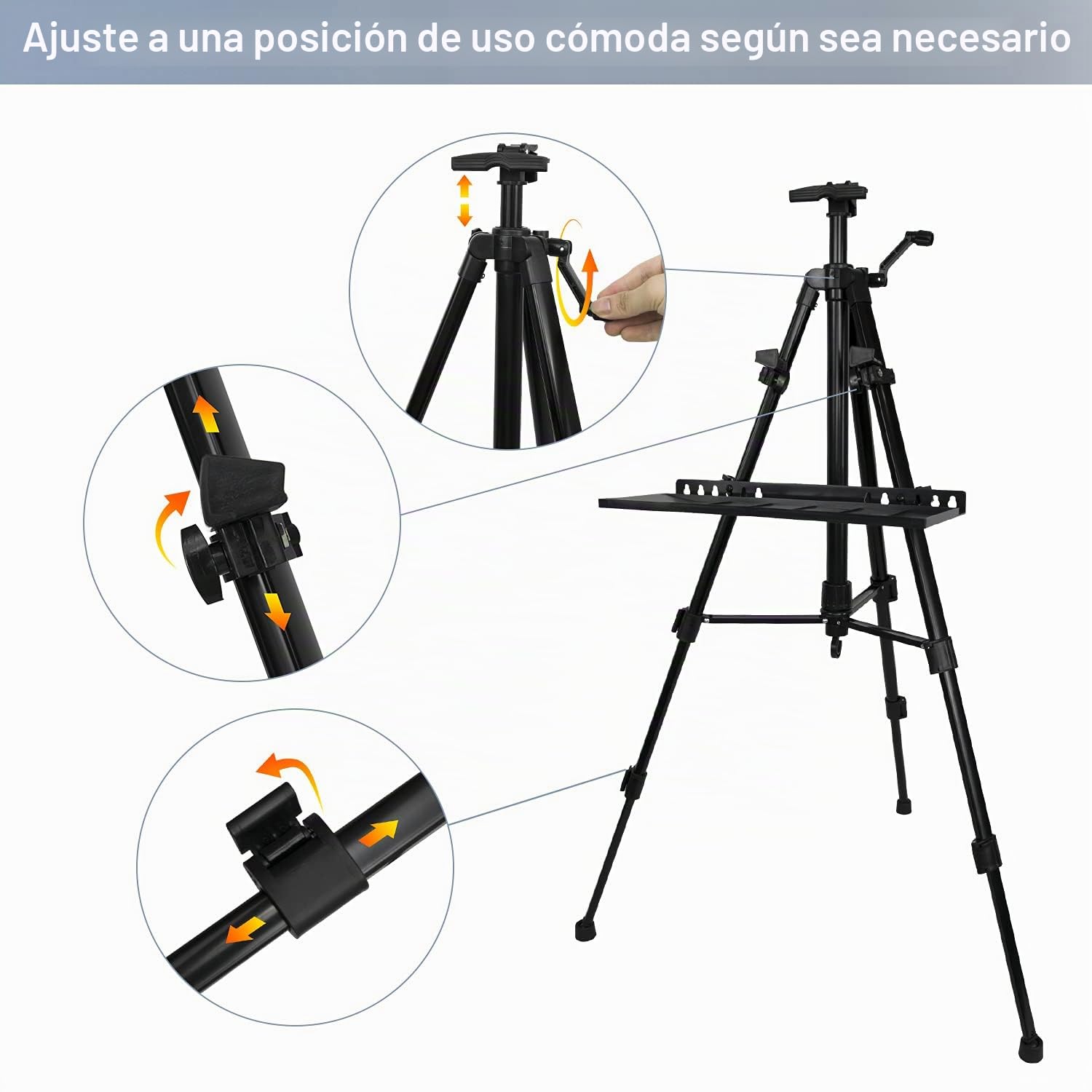 Caballete para Pintar Lienzos y Exposición, 50 a 155 cm, Trípode Ajustable en Altura de Aluminio con Bolsa Portátil, Plegable (Negro)