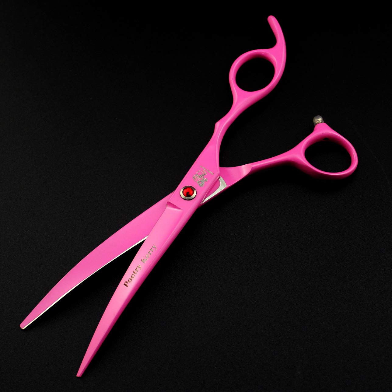 7 pulgadas Japón 440C material doble mango tijeras de peluquería para mascotas suministros de peluquería 4 piezas tijeras planas tijeras curvas tijeras finas Set asequible Enviar peine (juego rosa)