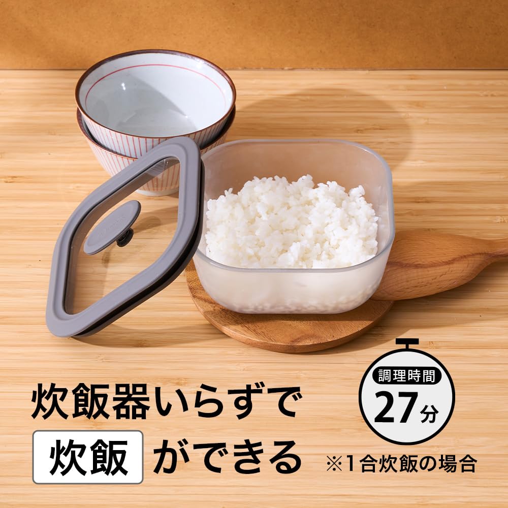 DOSHISHA 電子レンジ用簡単調理 Mサイズ 920ml　9個 Amazon｜エバークック 電子レンジ調理器具 耐熱ガラス 炊飯 お米