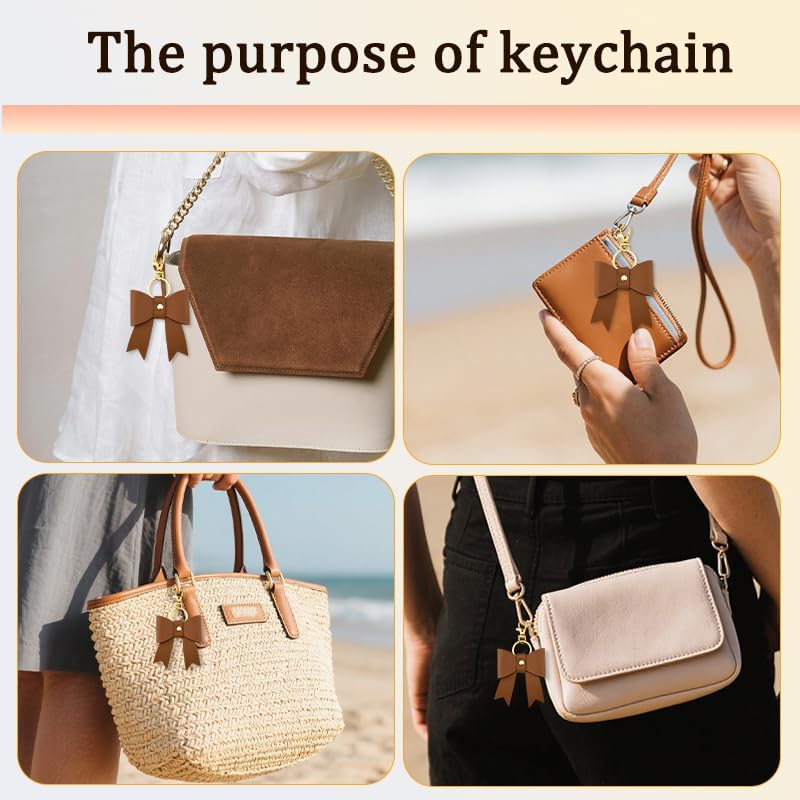 Leather Bow Bag Charms for Handbags Purse Backpack Charm for Women Girls Bowknot Car Key Chain Accessories - Image 4