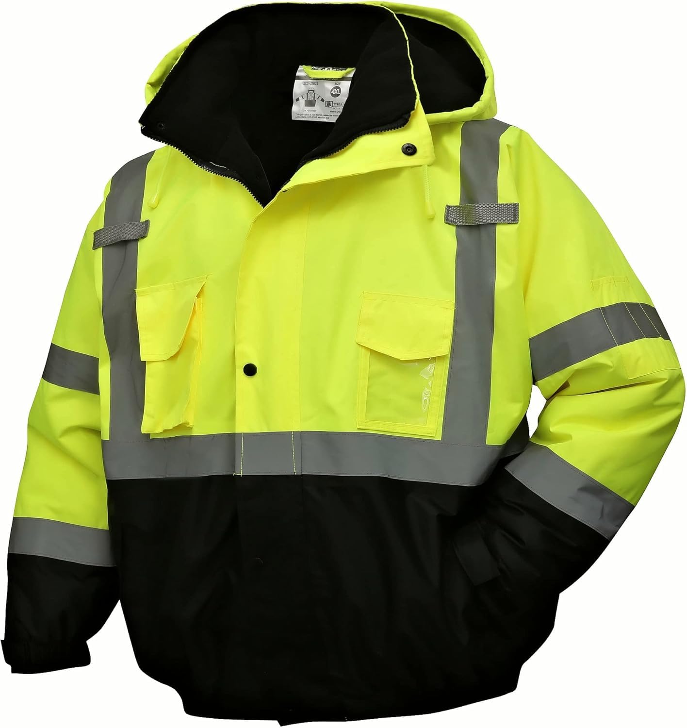SKSAFETY 3-in-1 High Visibility Winter Bomber Jackets Zip Out Fleece Liner Reflective Safety Coats ANSI/ISEA Class 3