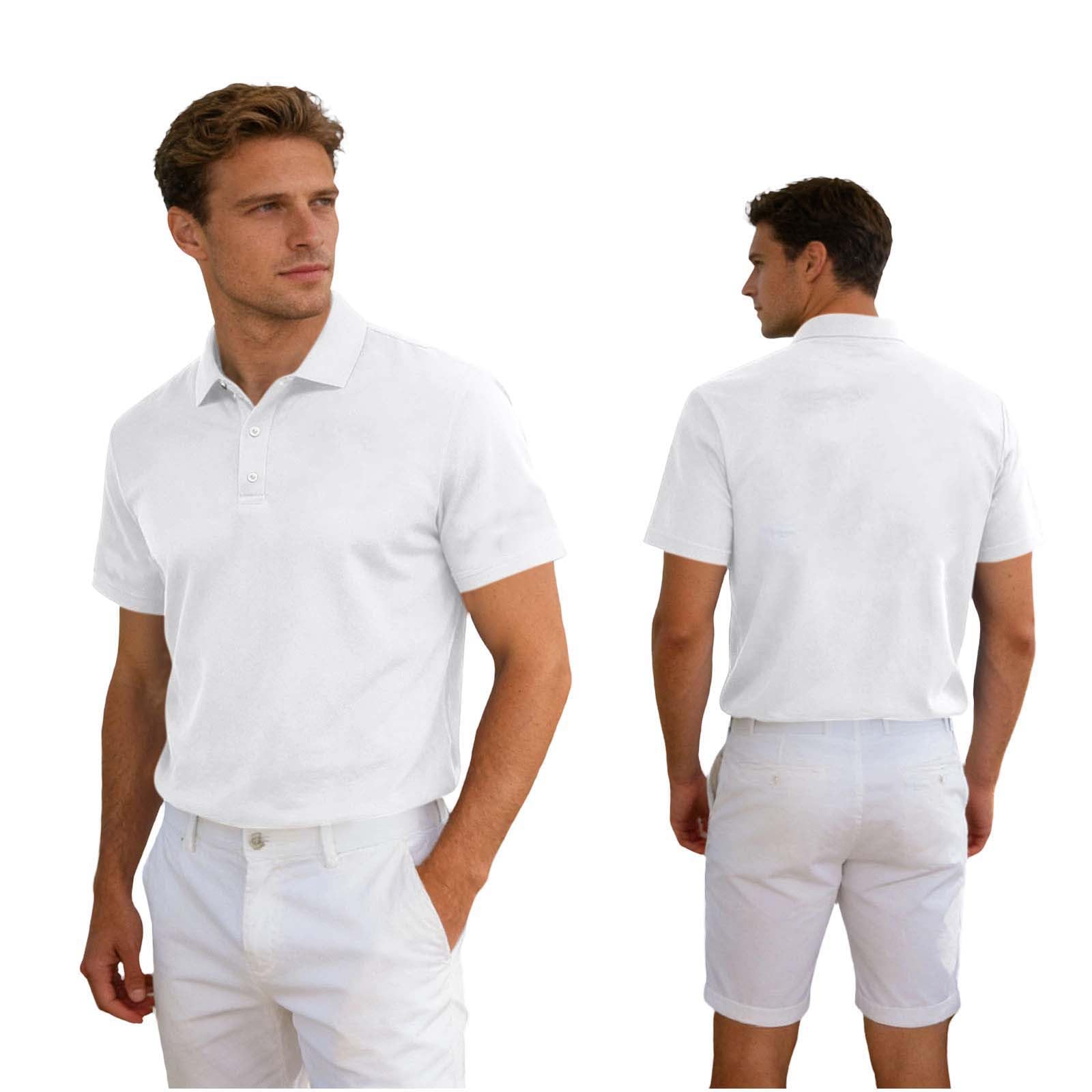 Polo Personnalisable Homme Recto/Verso avec Votre Propre Photo Texte - Tee Shirt Personnalisable Polo Homme Manches Courtes T Shirt Personnalisé Polos Été Vêtements De Bricolage Chemise De Travail - 4