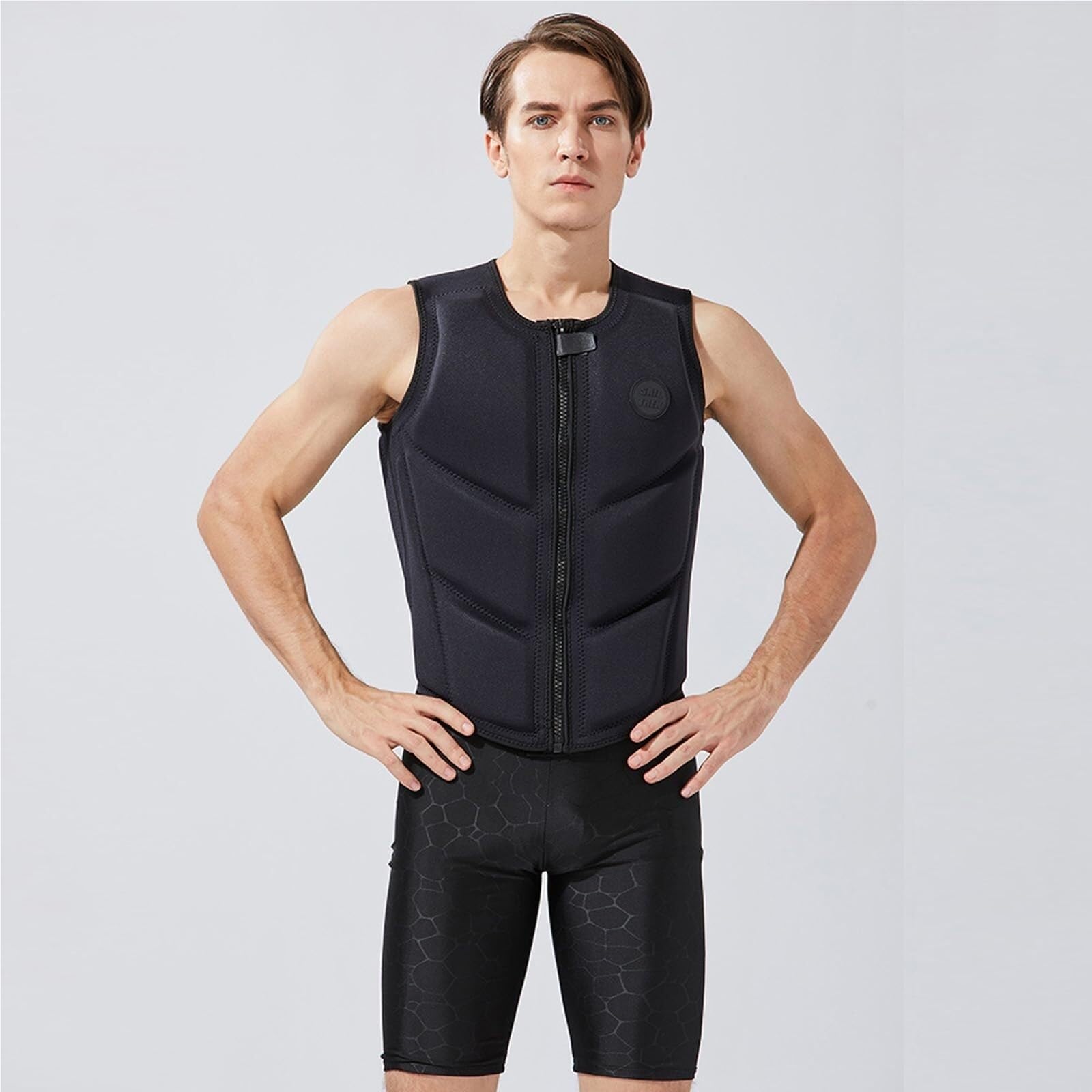 Adult Classic Surfing Vest High Buoyancy Surfing Vest with Zipper for Fishing Kayaking Swimming Boating Canoeing Rafting Water Sports Safety Gear Men Women Adjustable