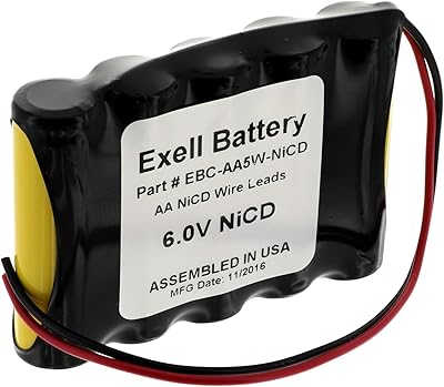 Exell 6V 1000mAh (5xAA) NiCd Custom Battery Pack w/Wire Leads Radios FRS GMRS Walkie-Talkie Cordless Phones