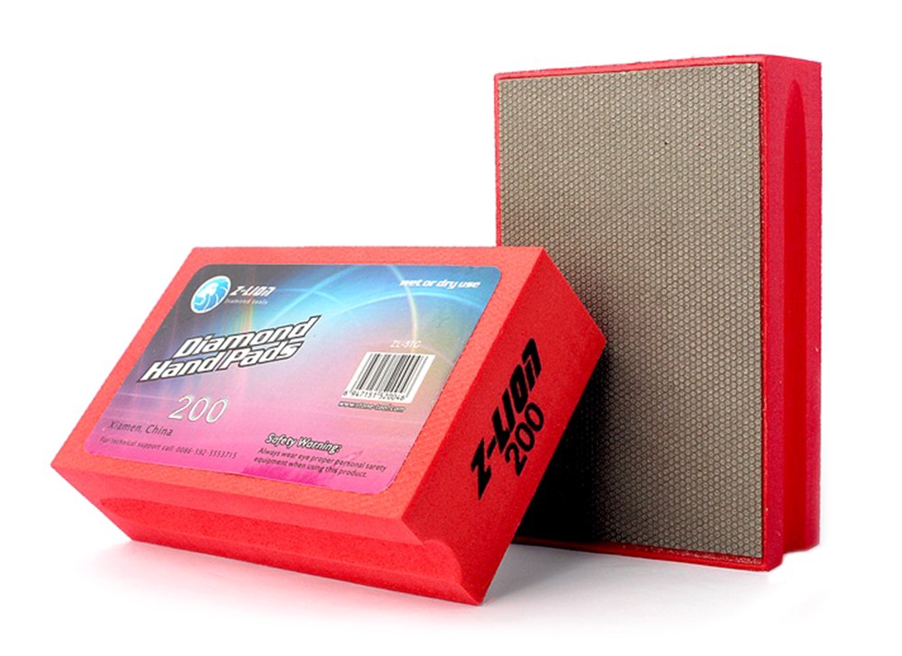 Z-LIONDiamond Hand Polishing Pads Electroplated Sanding Block Wet/Dry for Glass Stone Marble Concrete Tile Porcelain Grit 200