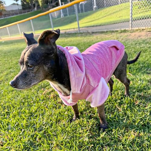 Image of BEAUTYZOO Dog Hoodie Sweaters for Small Medium Dogs- Warm Fall Winter Fleece Jacket for Cold Weather, Soft Velour Hooded Coat with Leash Hole & Pocket, Puppy Sweatshirt Clothes Bulldog Schnauzer, Pink